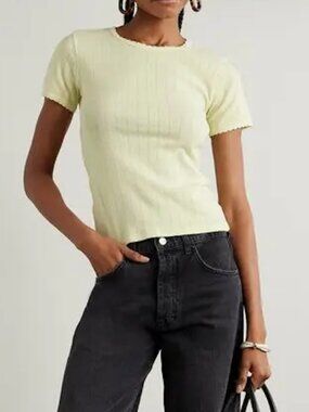LESET  pointelle-knit cotton t-shirt